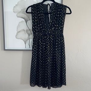 Zara Black and metallic Gold mini dress